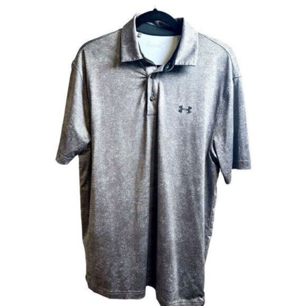 EUC Under Armour UA Men’s Loose Fit Heat Gear Polo Black Heather - Size Medium - Picture 7 of 7